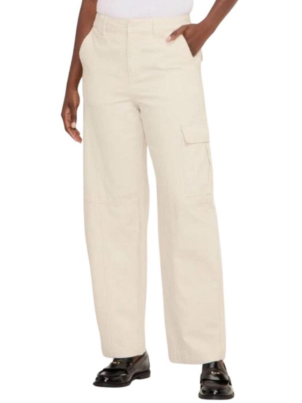Woolrich x Target Women's Mid-Rise Barrel Leg Cargo Denim Pants Cream